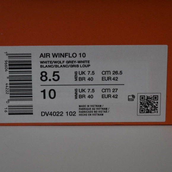 NIB NIKE Winflo 10 Low White Wolf Grey DV4022-101 W10 M8.5 - Picture 7 of 7